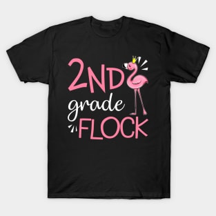 Flamingo Back To School 2nd Second Grade Flock T-Shirt